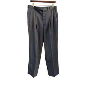 Greg Peters Mens Dress Pants 35 100% Wool Pleated Classic Fit Gray